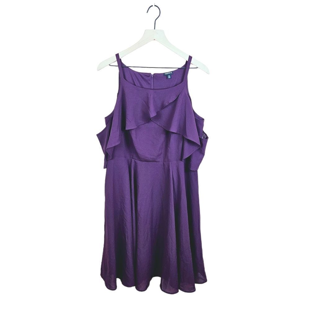 Torrid Chiffon Cold Shoulder Midi Dress – Purple 10